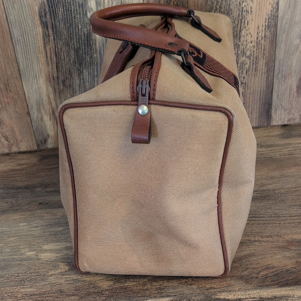 YSL Yves Saint Laurent Vintage Canvas Mini Boston Brown Leather Trim HandBag - Picture 5 of 13